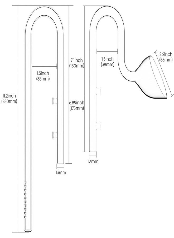 FZONE 13mm Aquarium Glass Lily Pipe Kits with Lily Inflow Lily Outflow and Brush for 3/4" ID (12/16mm) Tubing - Image 2